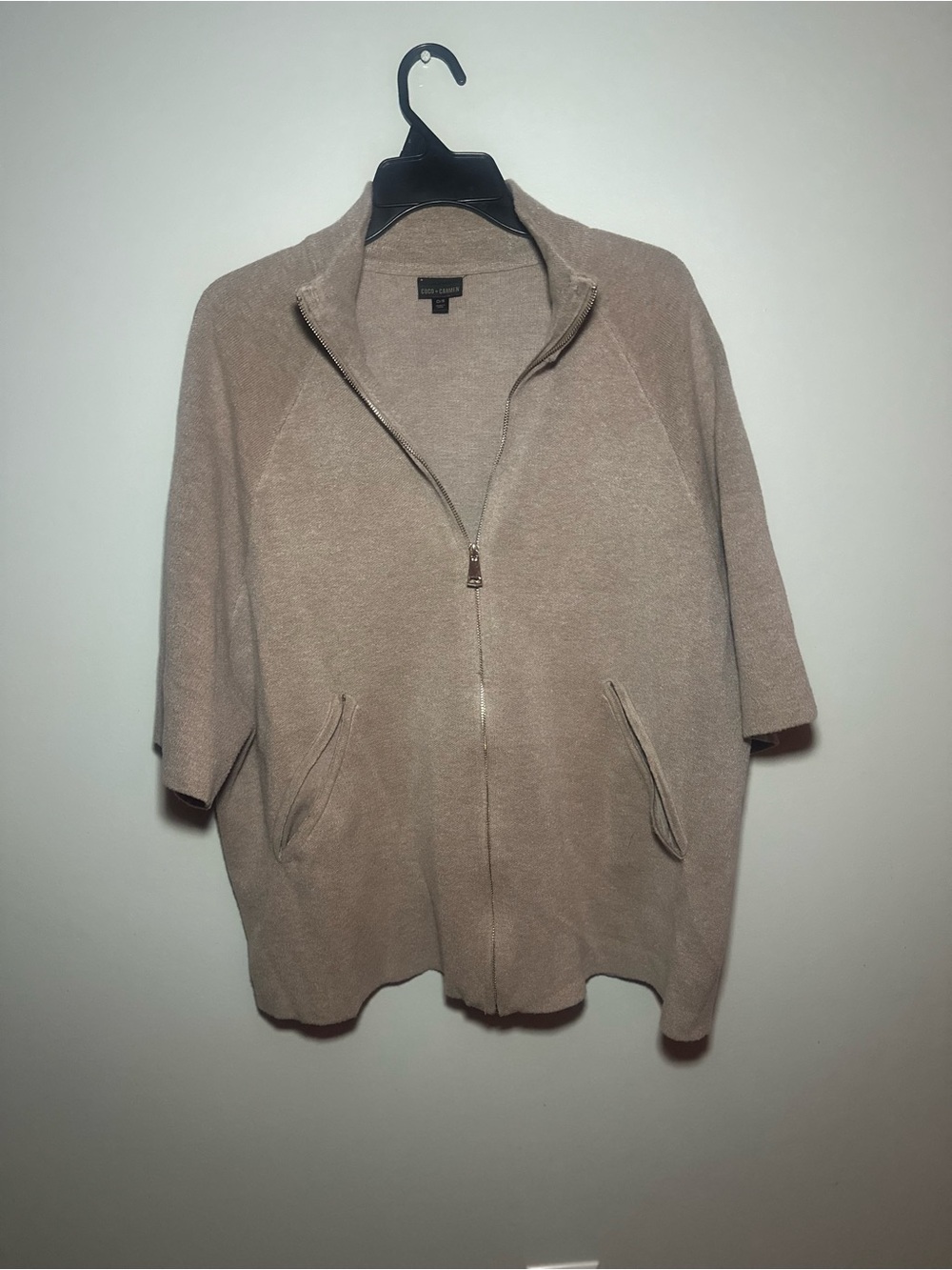 COCO + CARMEN Oversized Zip Front Cardigan Taupe Heather One Size